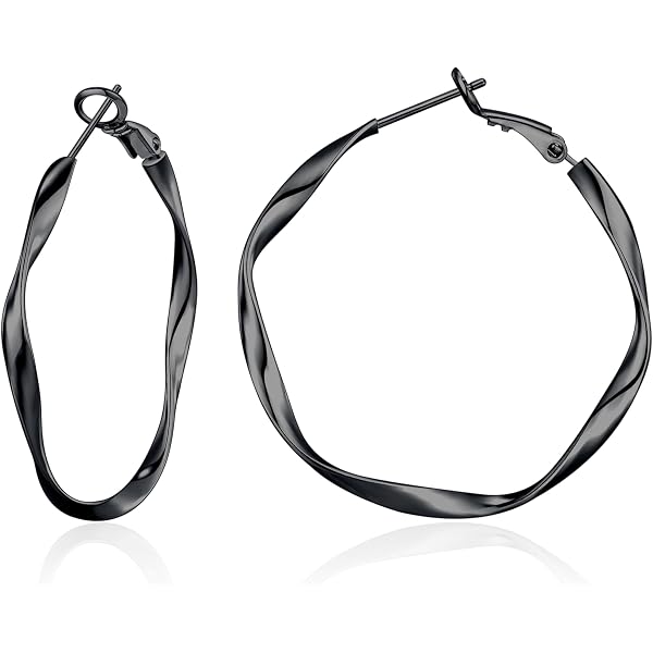 Amazon.com: Sterling Silver Oval Hoop Earrings Wavy Square Tube